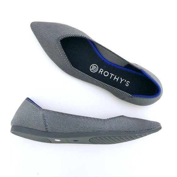 ROTHY Women's Grey Knit The Point Flats 8 - Picture 2 of 9